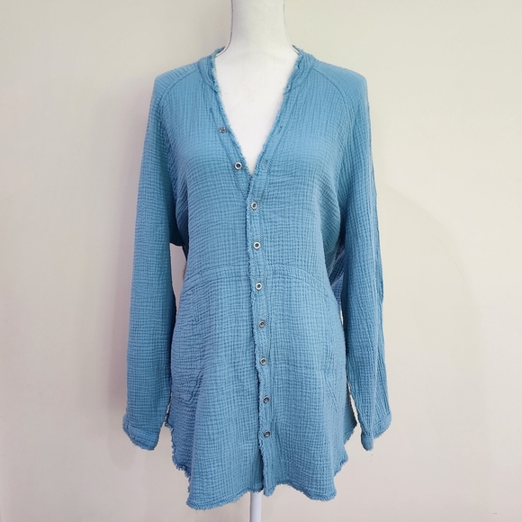 Free People We The Free Summer Daydream Button Down | Blue | M - Picture 1 of 7